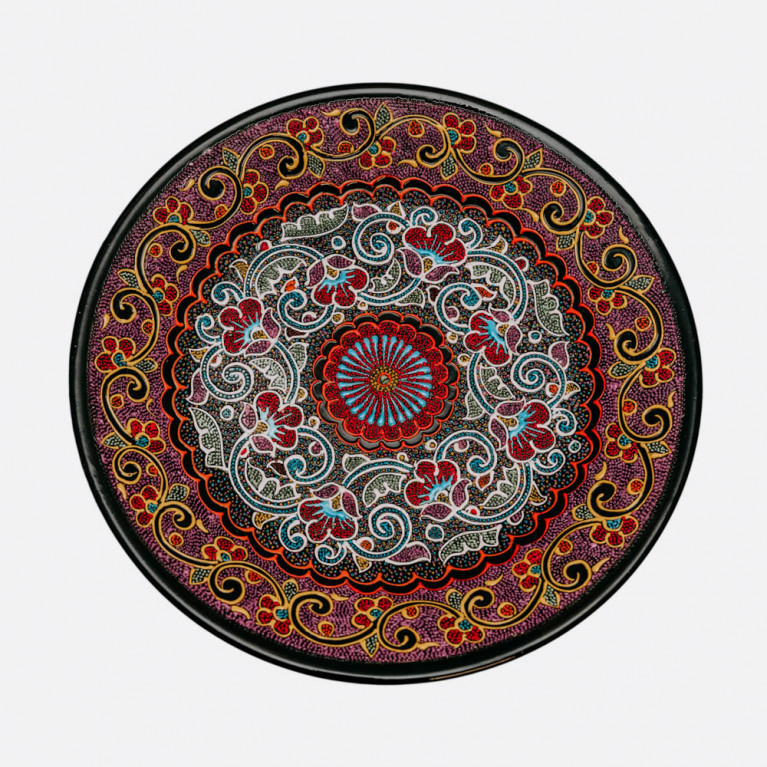 Unik handgjord dekorativ tallrik från Uzbekistan, 28 cm, droppteknik